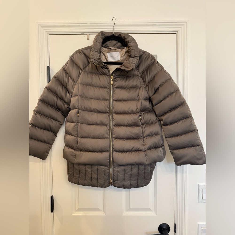 Sonia Bogner Goose Down Puffer Coat Winter Jacket Hooded US 12 Golden Brown